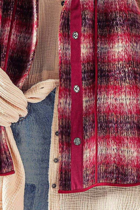 Heyday - Wholesale Outerwear Vest - Women's - VINTAGE PLAID OVERSIZED WOOL VEST13