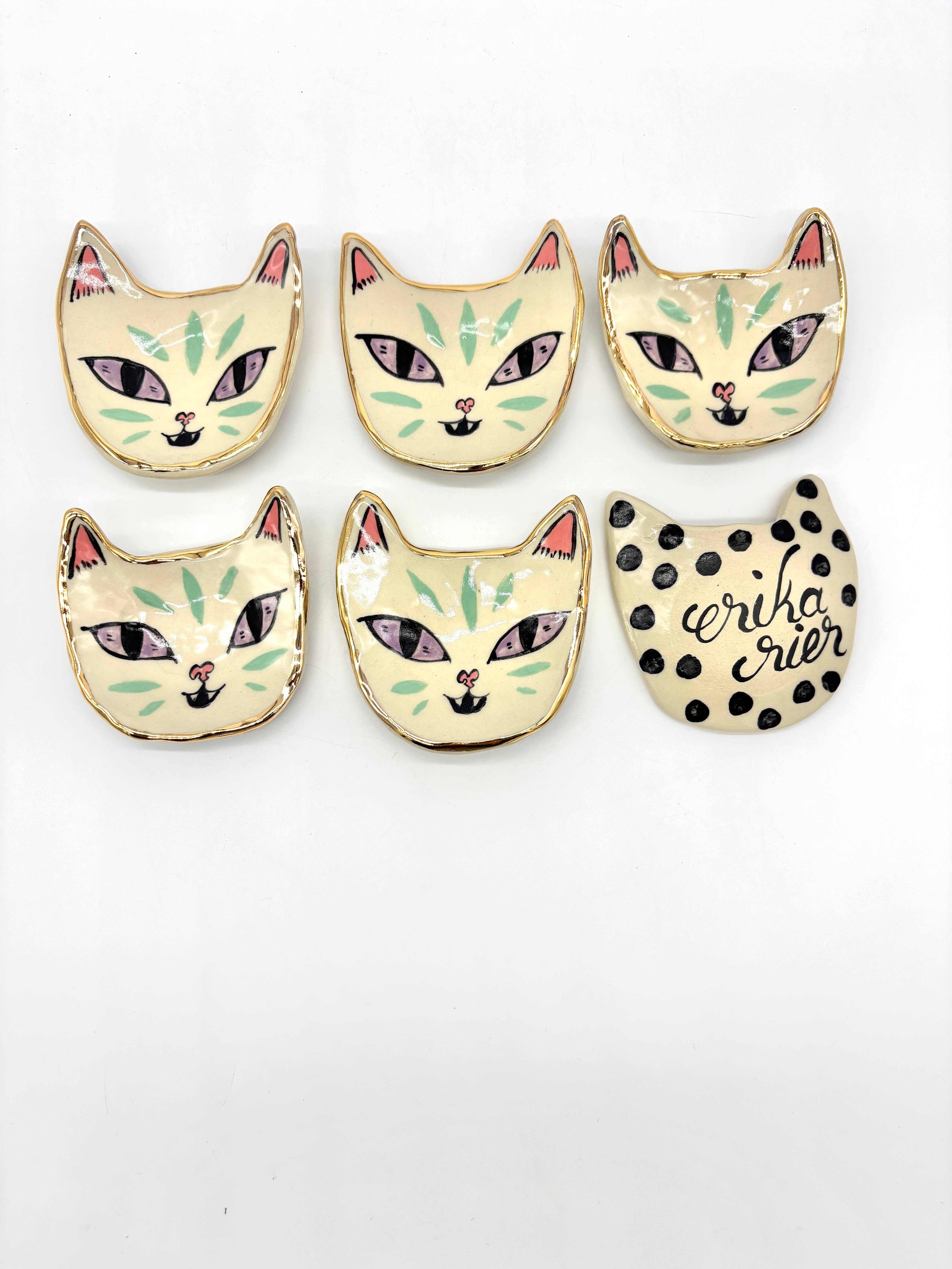 Erika Rier - Wholesale Jewelry Dish - Little Green Tiger Ring Dish with 22k Gold Luster3