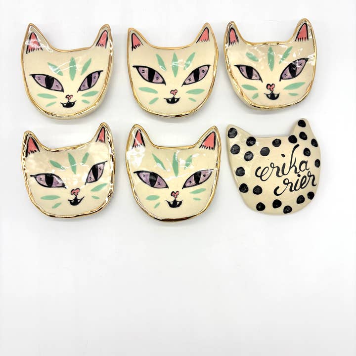 Erika Rier - Wholesale Jewelry Dish - Little Green Tiger Ring Dish with 22k Gold Luster3