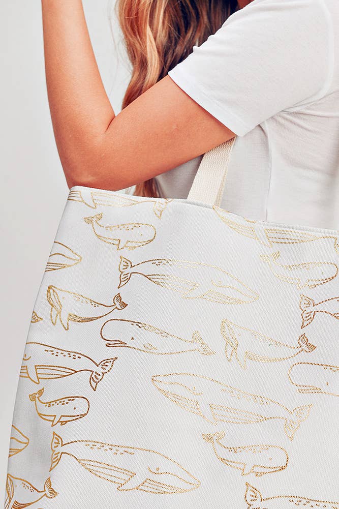 Hana - Vente Tote bag – femme - Sac fourre-tout Gold Foil Whale17