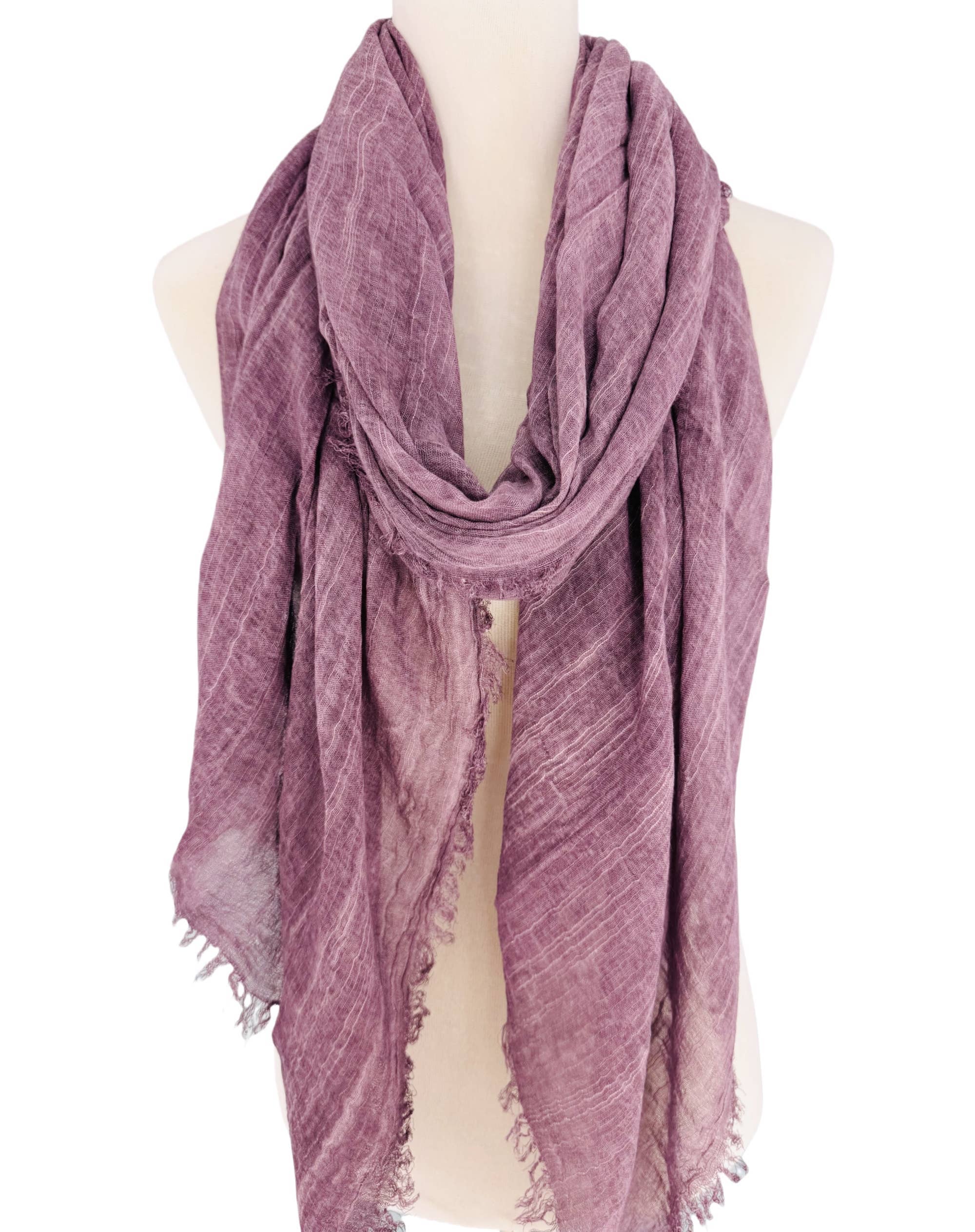 JC Sunny Fashion - Vente Écharpe – femme - Écharpe surdimensionnée en couleur unie délavée à la pierre avec bords bruts JC0210377