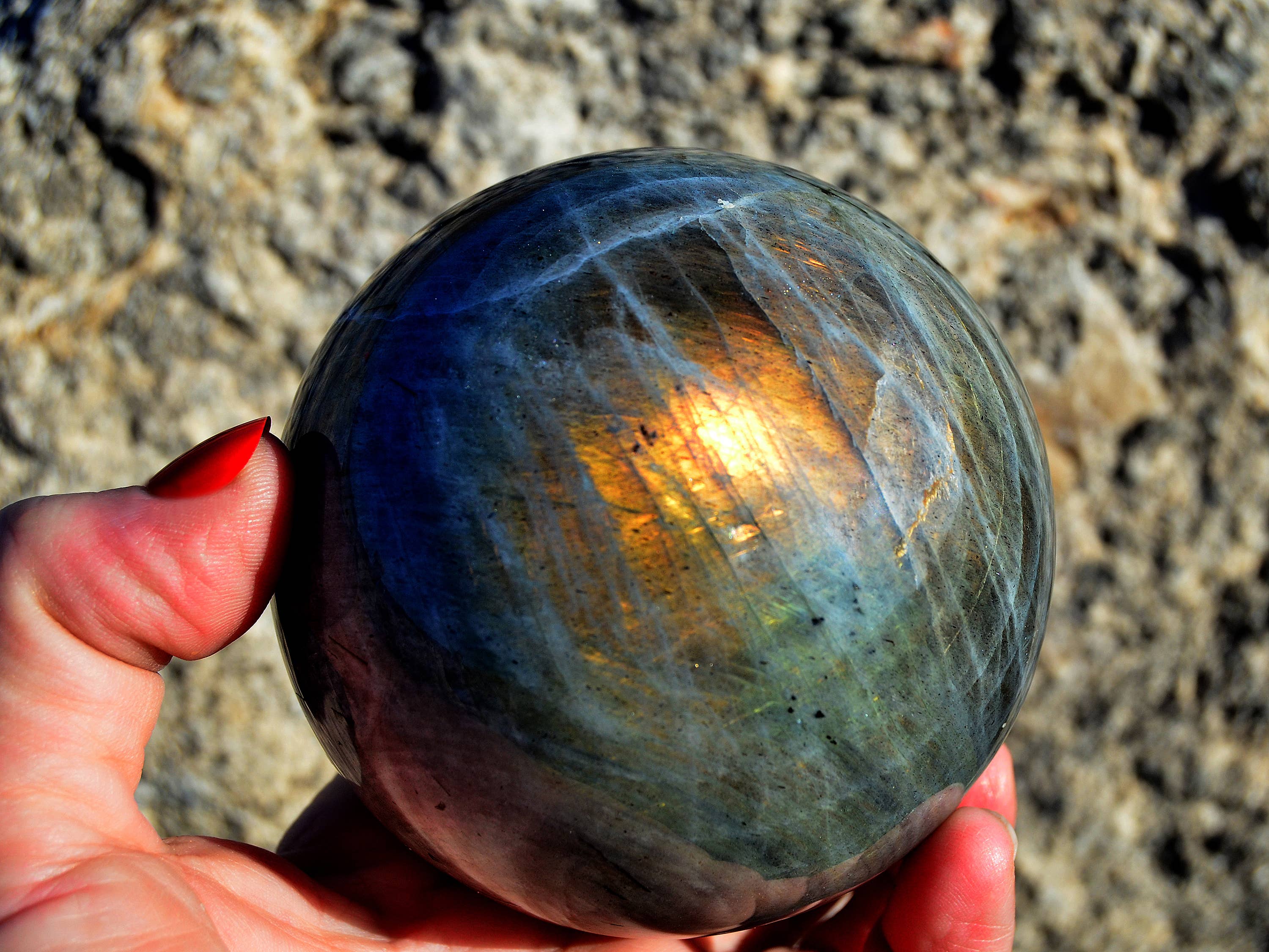Kaia & Crystals - Wholesale Spiritual stone/crystal - XL Natural Labradorite Sphere Stone (65mm - 100mm)3