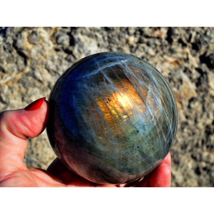 Kaia & Crystals - Wholesale Spiritual stone/crystal - XL Natural Labradorite Sphere Stone (65mm - 100mm)3