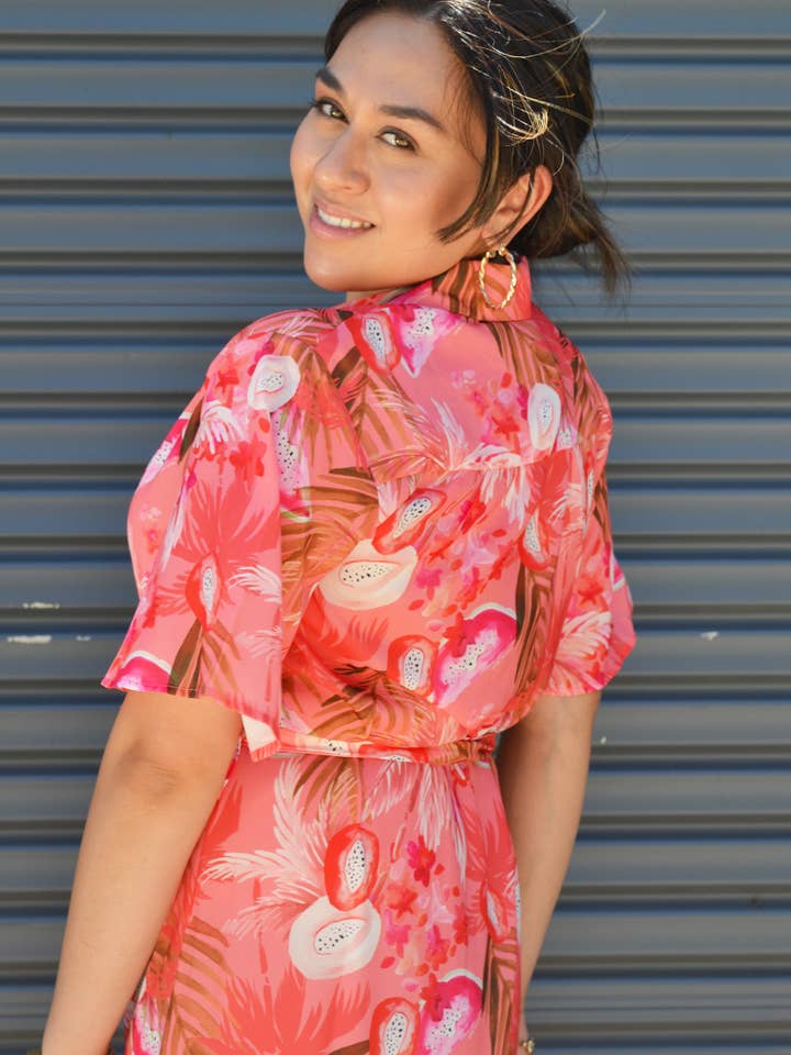 Pink Paradise MIDI Shirt Dress for wholesale by Ostara Collection