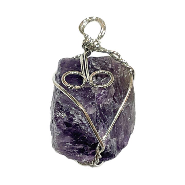 Raw amethyst pendant for wholesale by Foliesbijoux