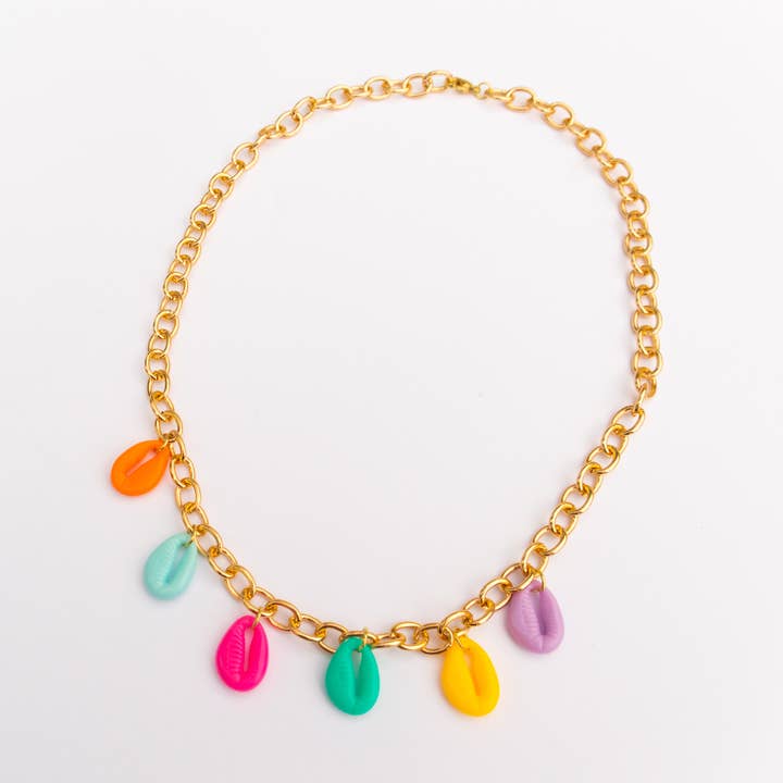 Collier Charme Coquillage Arc-en-ciel Or pour la vente par Sunny Inside