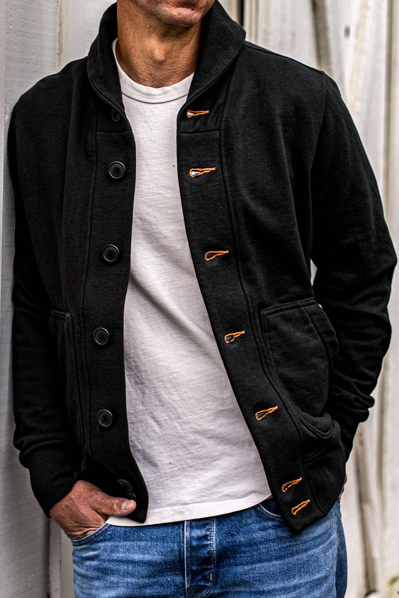 basalt Herr Bodega Sjalkofta | 14oz 100% Bomull French Terry - Basalt för wholesale på Faire14