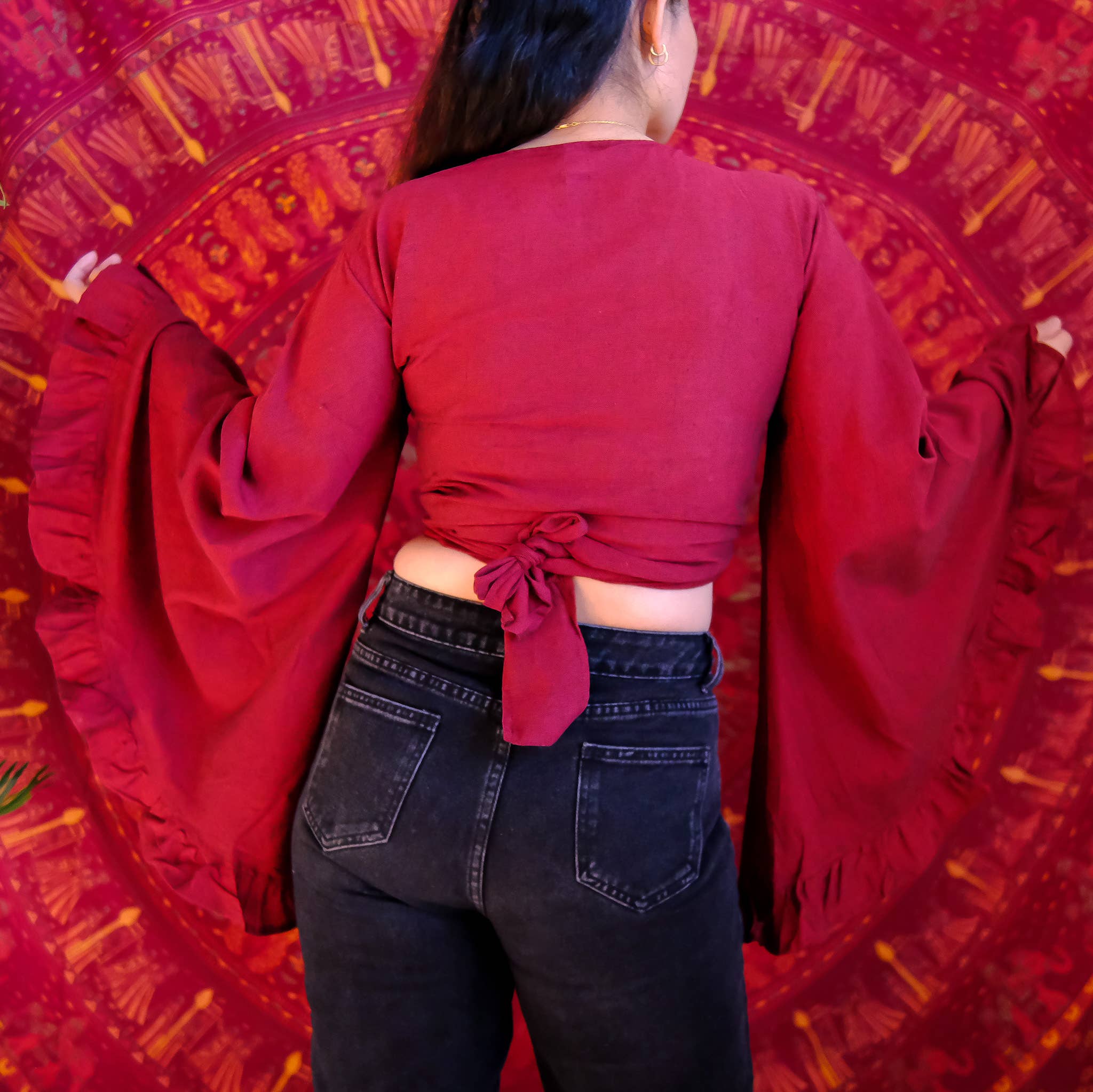 Karma Nepal Crafts - Wholesale Blouse - Women's - Cotton Flare Sleeve Top with Ruffle7