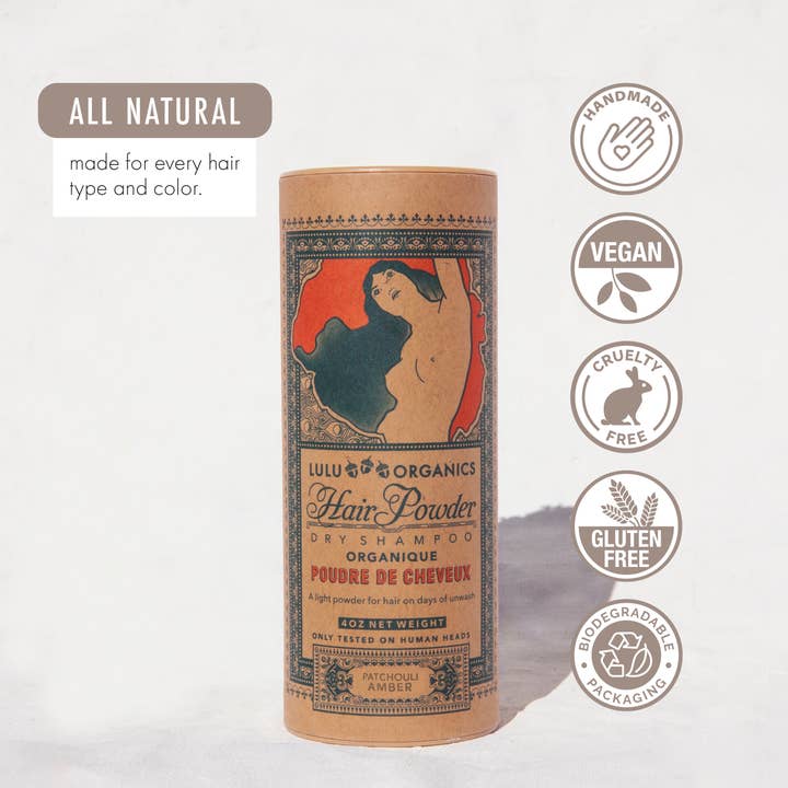 LULU ORGANICS - Wholesale Dry Shampoo - Patchouli and Amber Hair Powder Shampoo 4oz2