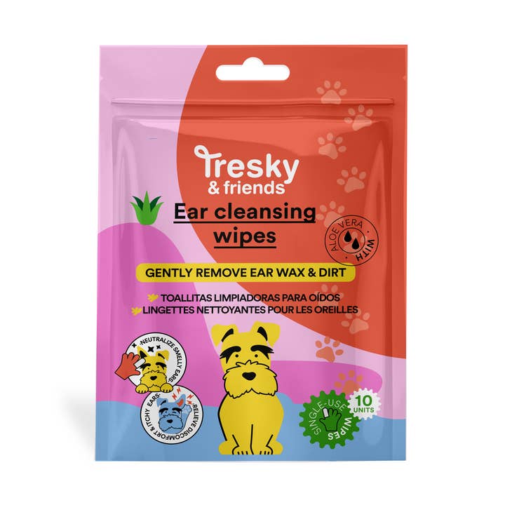 Aquarius Cosmetic SLU – Großhandel Haustierspielzeugset – Katze & Hund – TRESKY & FRIENDS OHRREINIGUNGSTÜCHER 10 Stk.0