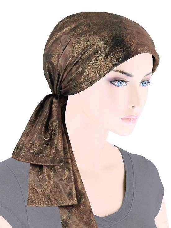 Kopftuch Brown Gold Shimmer für den Großhandel von Turban Plus
