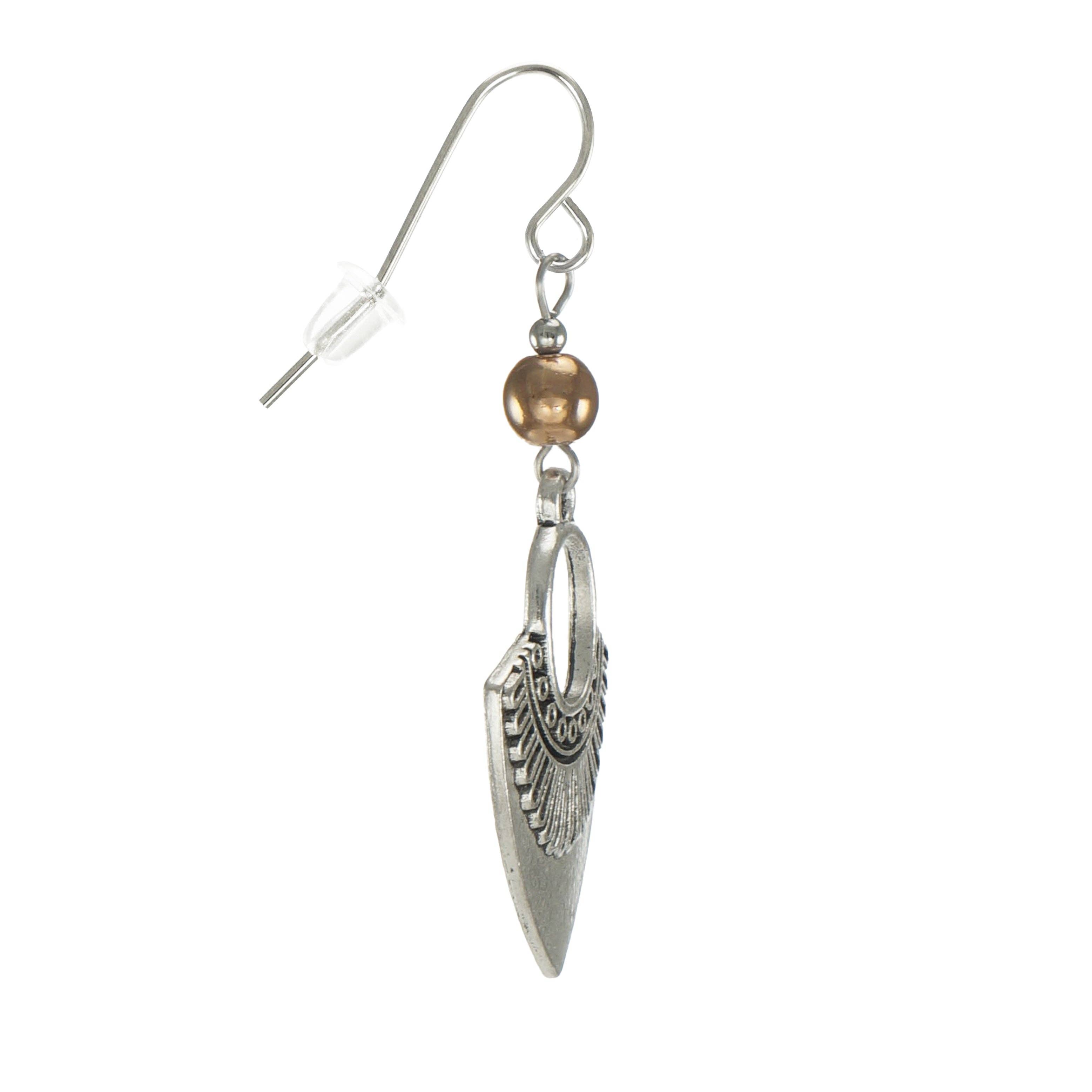 Jewelry by Dawn - Wholesale Dangle Earrings - Ethnic Antique Silver and Rose Gold Boho Dangle Earrings, Minimalist Everyday Silver Tribal, Platinum Ear Wires3