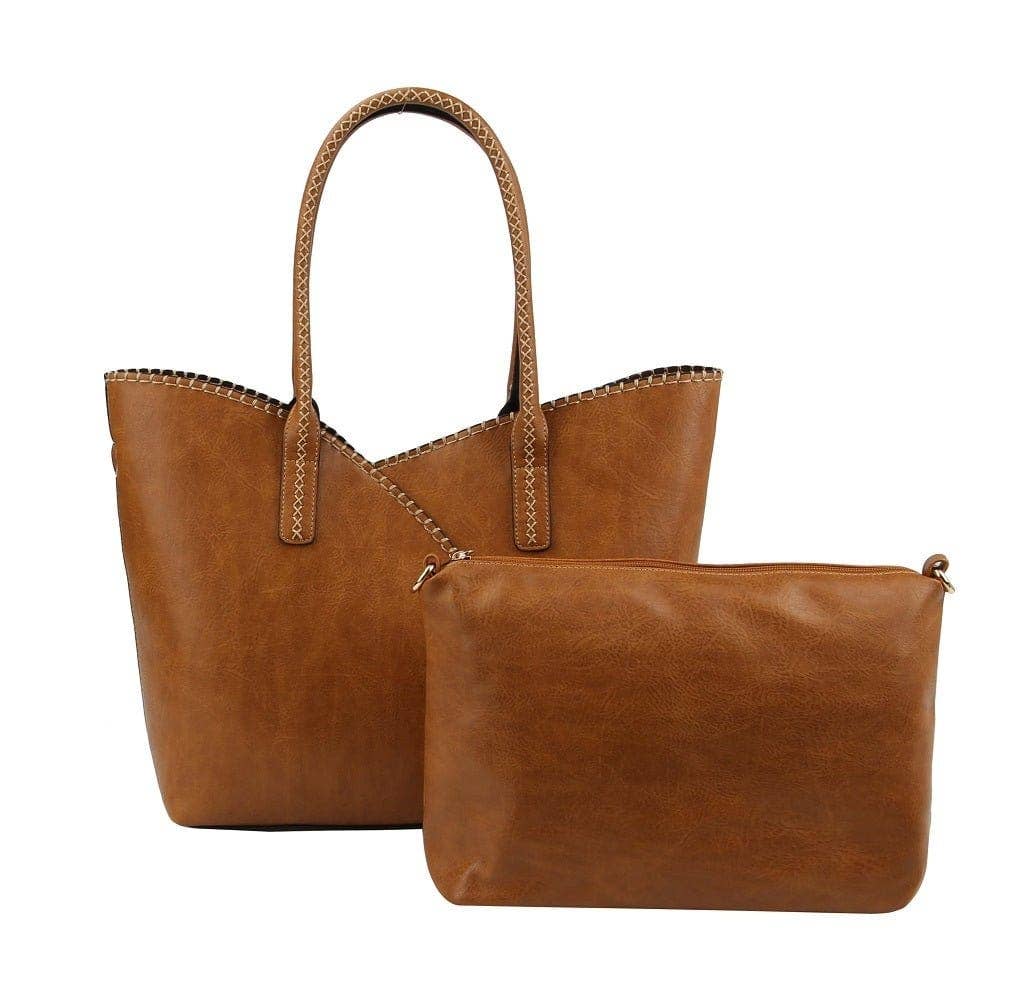 MiMi Wholesale - Wholesale Tote Bag - Women's - COL001-2 2-in-1 Stitch Trim Detail Shoulder/Tote Set Bag16