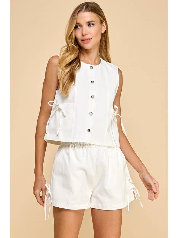 TCEC - Wholesale Button Down Shirt - Women's - CT9210-Sleeveless Denim Button Down Top5