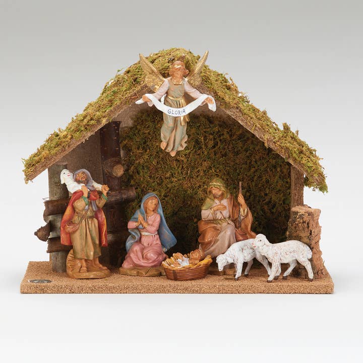 Fontanini 7-Figure Nativity w/ Set Italian Stable - 5" Scale for wholesale by Roman