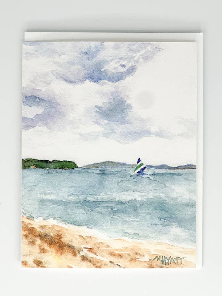 "Nautical Blues" watercolor greeting card for wholesale by Melissa Hyatt