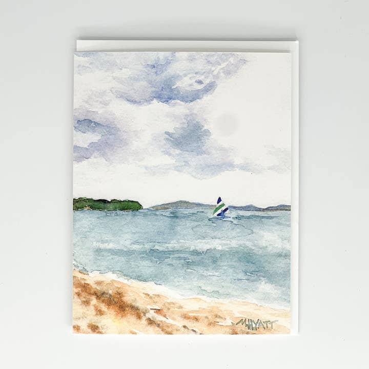 "Nautical Blues" watercolor greeting card for wholesale by Melissa Hyatt
