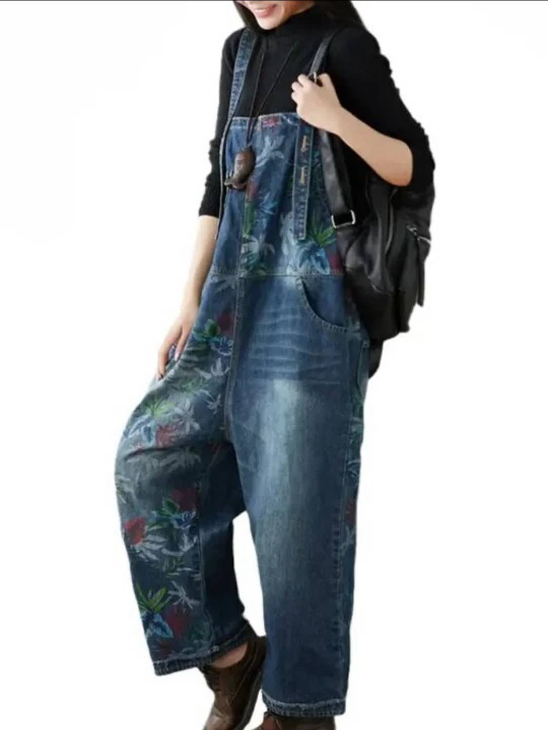 Serenity Collective - Wholesale Overalls - Women's - Denim Luxury Bleached Floral Denim Overall Jeans3