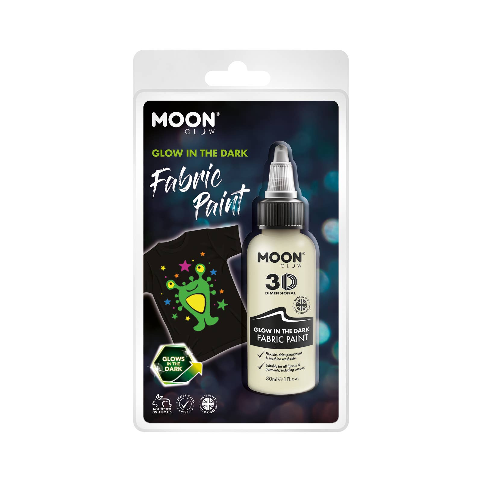 Moon Makeup - Wholesale Fabric Paint - Clamshell - Glow in the Dark Fabric Paint, 30ml2