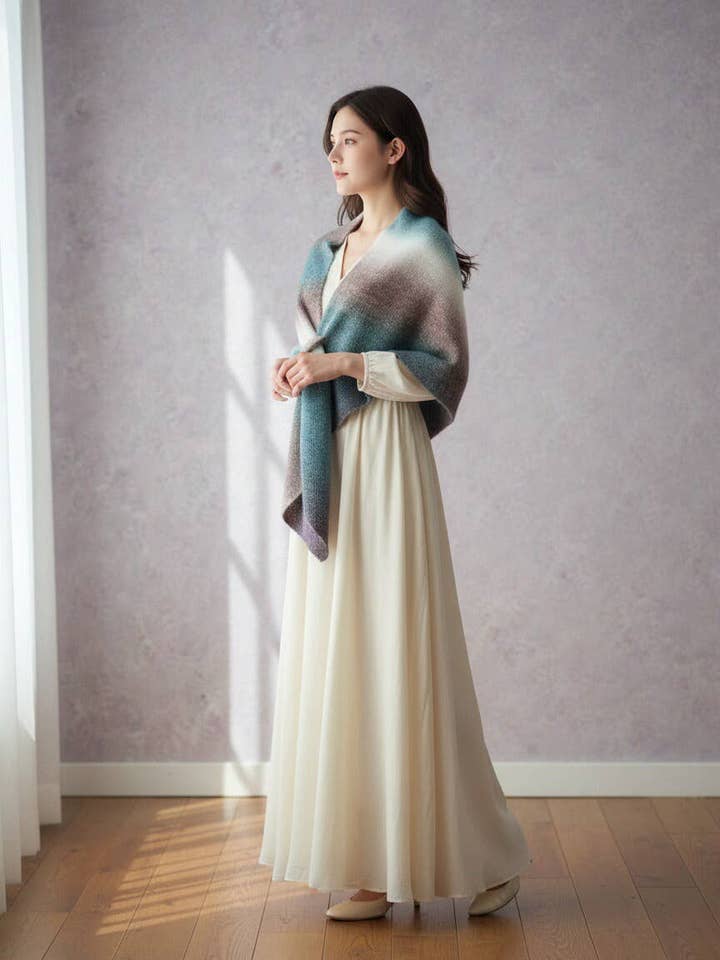 JC063357 Écharpe/Châle Tricoté en Ombre avec Design Croisé à l'Avant pour la vente par JC Sunny Fashion