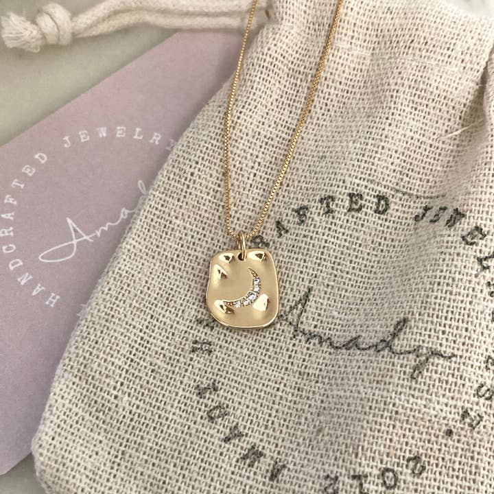 Amady Jewelry - Wholesale Pendant/Charm Necklace - Crescent Half Moon Pendant Necklace 18K Gold Filled chain3