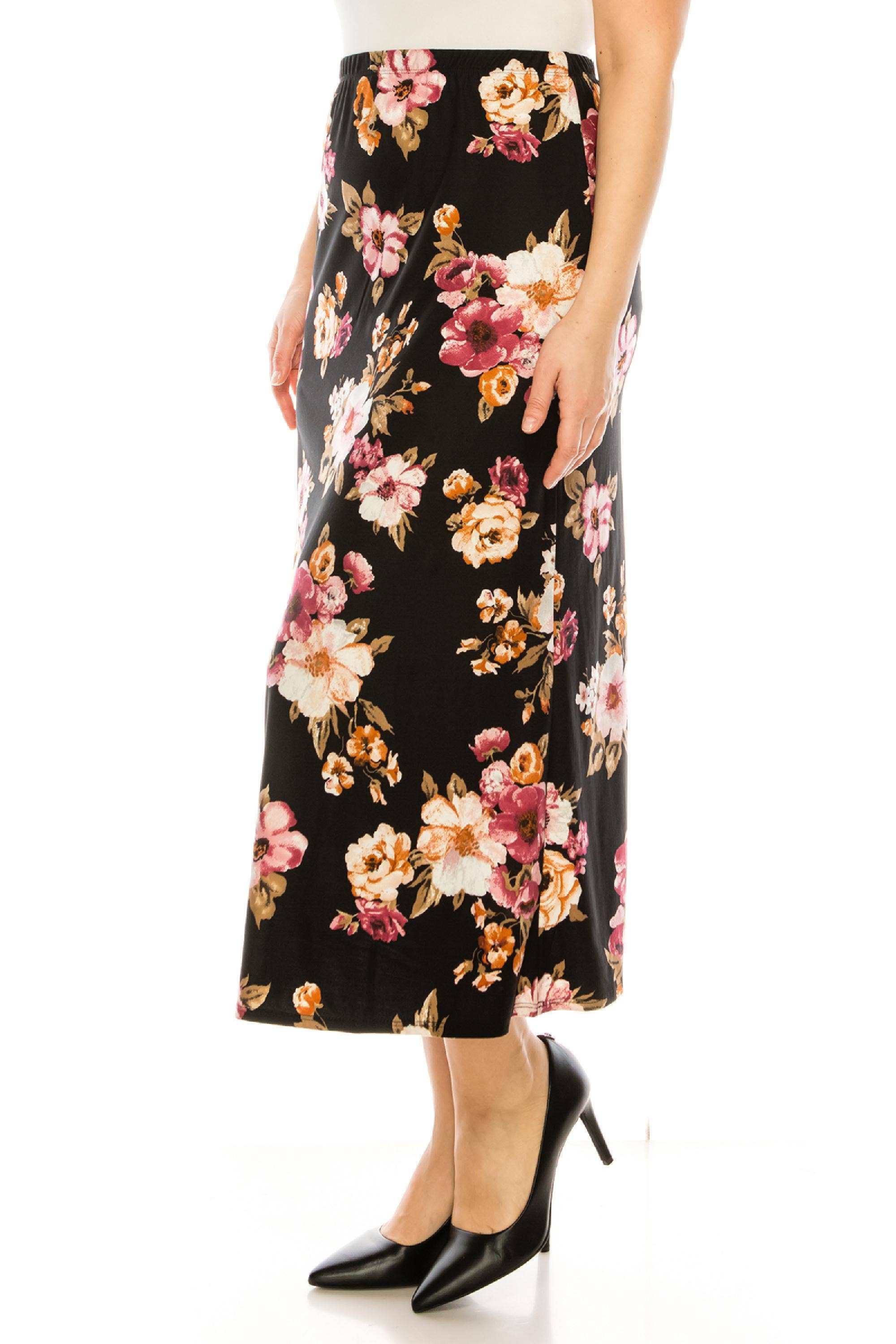 Wholesale Women's Floral Flared Plus Size Midi Skirts for your store - Faire