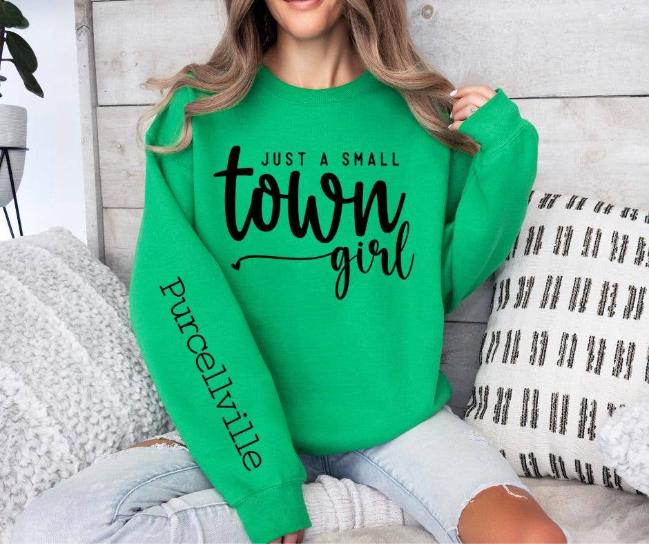 Moxie Brands – wholesale Sweatshirt med tryck - Dam – Just a Small Town Girl tröja med anpassningsbar ärm1