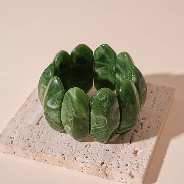 Dipped Shop - Wholesale Beaded Bracelet - Vintage Wide Resin Splicing Acrylic Bracelets DP25D6231