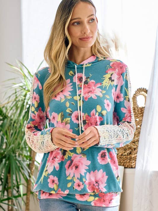 LMT3367-F-Give me your heart floral sweatshirt for wholesale by lovely melody