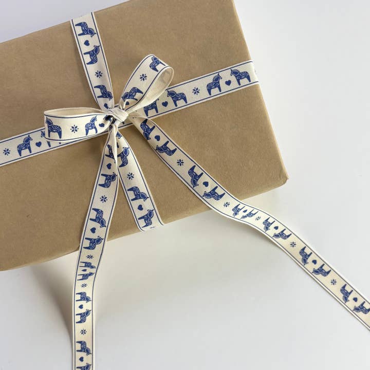 Scandinavian Hearts - Wholesale Ribbon - Gift Wrapping - Swedish Dala Horse Cotton Ribbon Gifts Crafts & Decor 5 yds