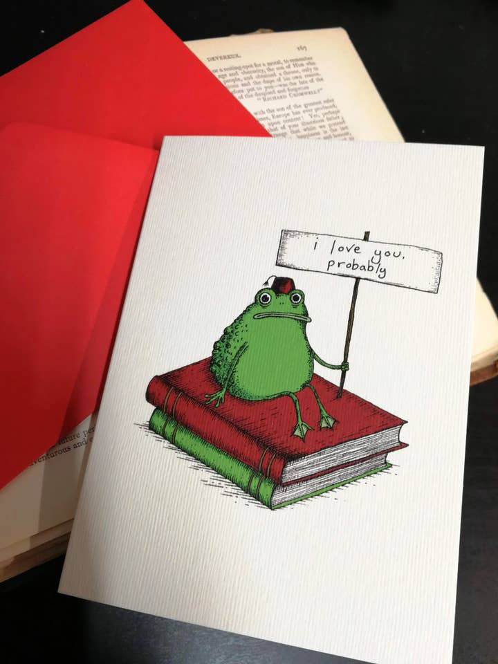 Tarjeta de felicitación romántica con forma de sapo (en blanco) para venta al por mayor de Jon Turner Illustration