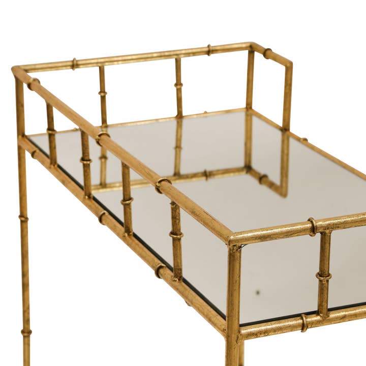 Sagebrook Home - Wholesale Bar Cart - Gold 31x28 in. Metal Mirrored Top 2-Tier Gold Metal Bar Cart