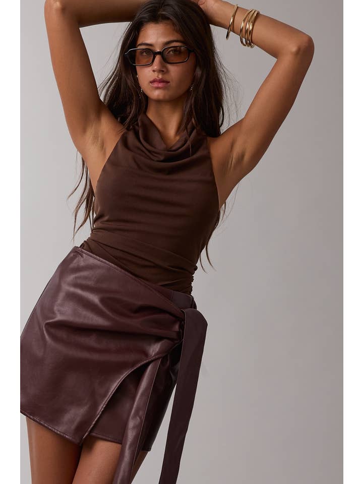 Sky to Moon - Wholesale Tank Top - Women's - NYLON SOLID COLOR COWL NECK OPEN BACK TOP4