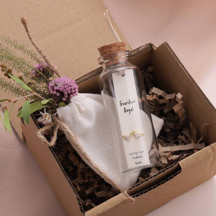 Attic creations - Wholesale Stud/post earrings - BT001 Message Bottle Sterling Silver Earrings Guardian Angel1