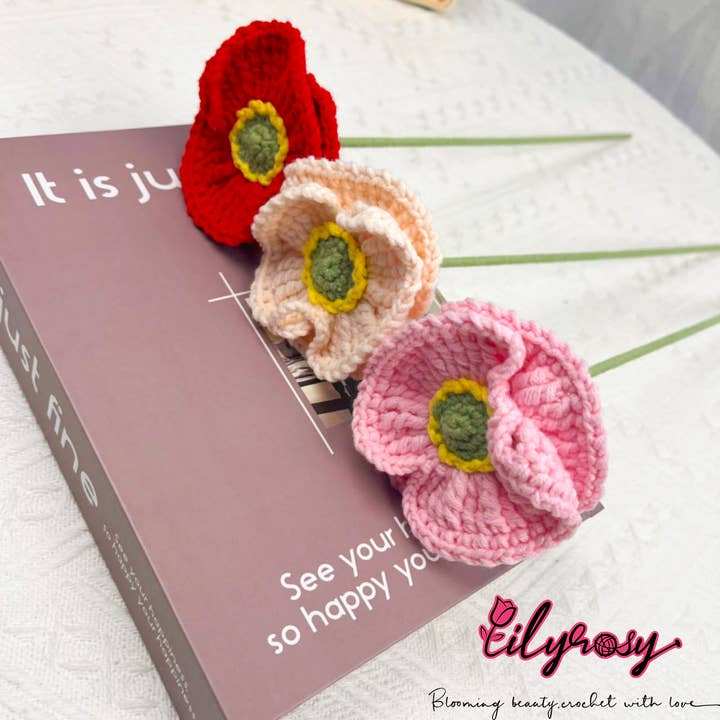 Lilyrosy - Wholesale Artificial Flowers - Lilyrosy Crochet Corn Poppys, Handmade Gifts