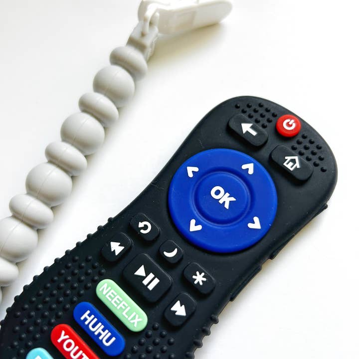Gummy Chic - Wholesale Teether (Not Clip-On) - Baby - Silicone Teether- Remote Control with a Clip- Grey