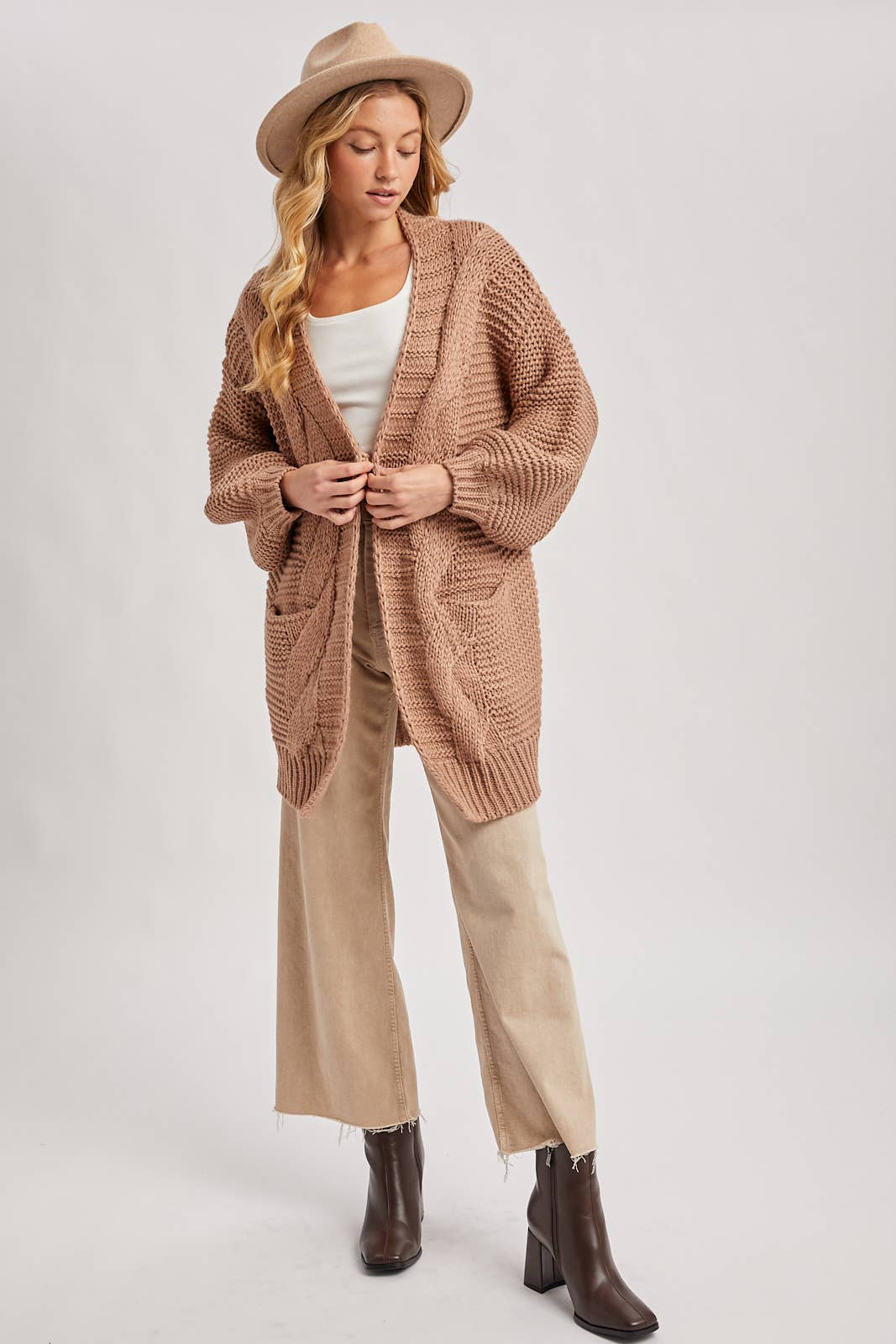 Bluivy - Vente Cardigan – femme - CARDIGAN À MANCHE LANTERNE À CÂBLE40