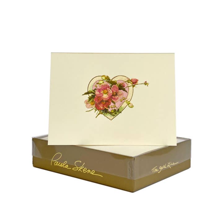 PAULA SKENE DESIGNS - Wholesale Everyday Greeting Card - Hearts & Flowers Blank Card