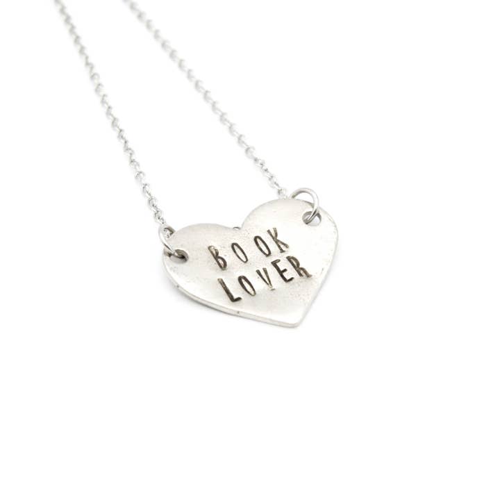 Book Lover Necklace - Heart Pendant for wholesale by Stamp and Stampbility