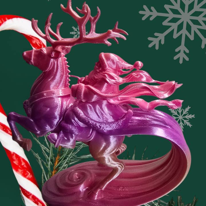 Le Père Noël chevauchant un renne pour la vente par PerfectionIn3D