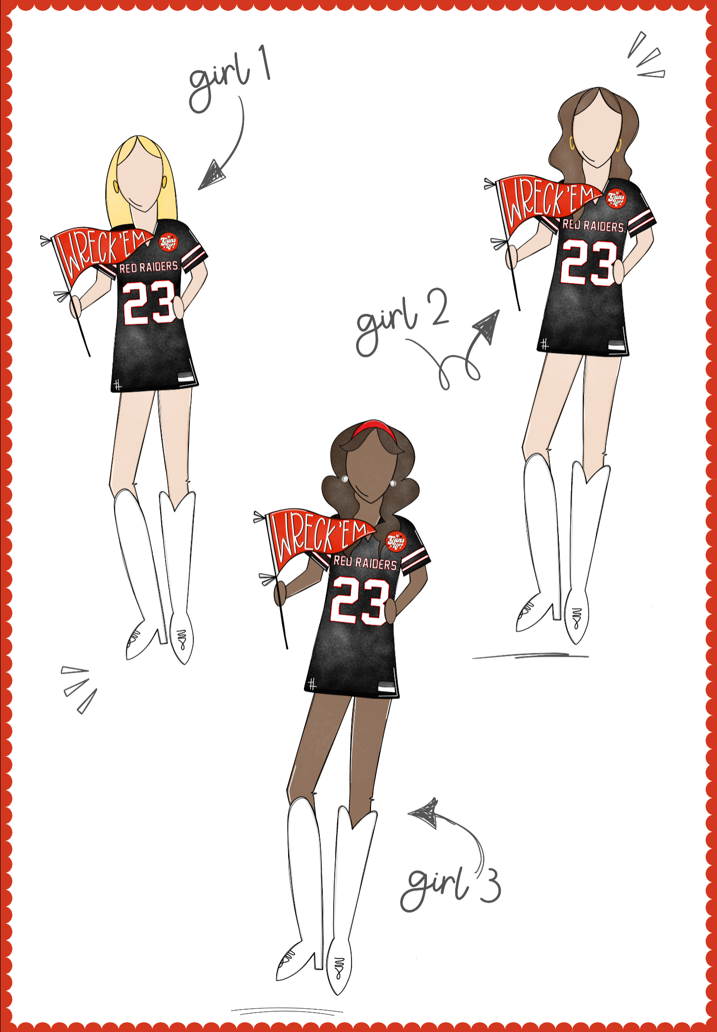 Tailgated Co. – Engroshandel Bordpynt – Texas Tech Piger Akrylhylde | College Kunstblok | Sovesalsværelse Dekoration | Kampdagshyldedekoration2