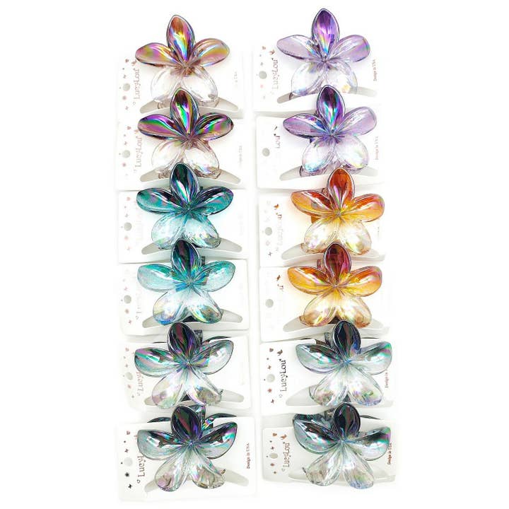 Diacly - Wholesale Hair Clip - Women's - 12pk Colorful AB Plumeria Flower Hair Claw Clip1