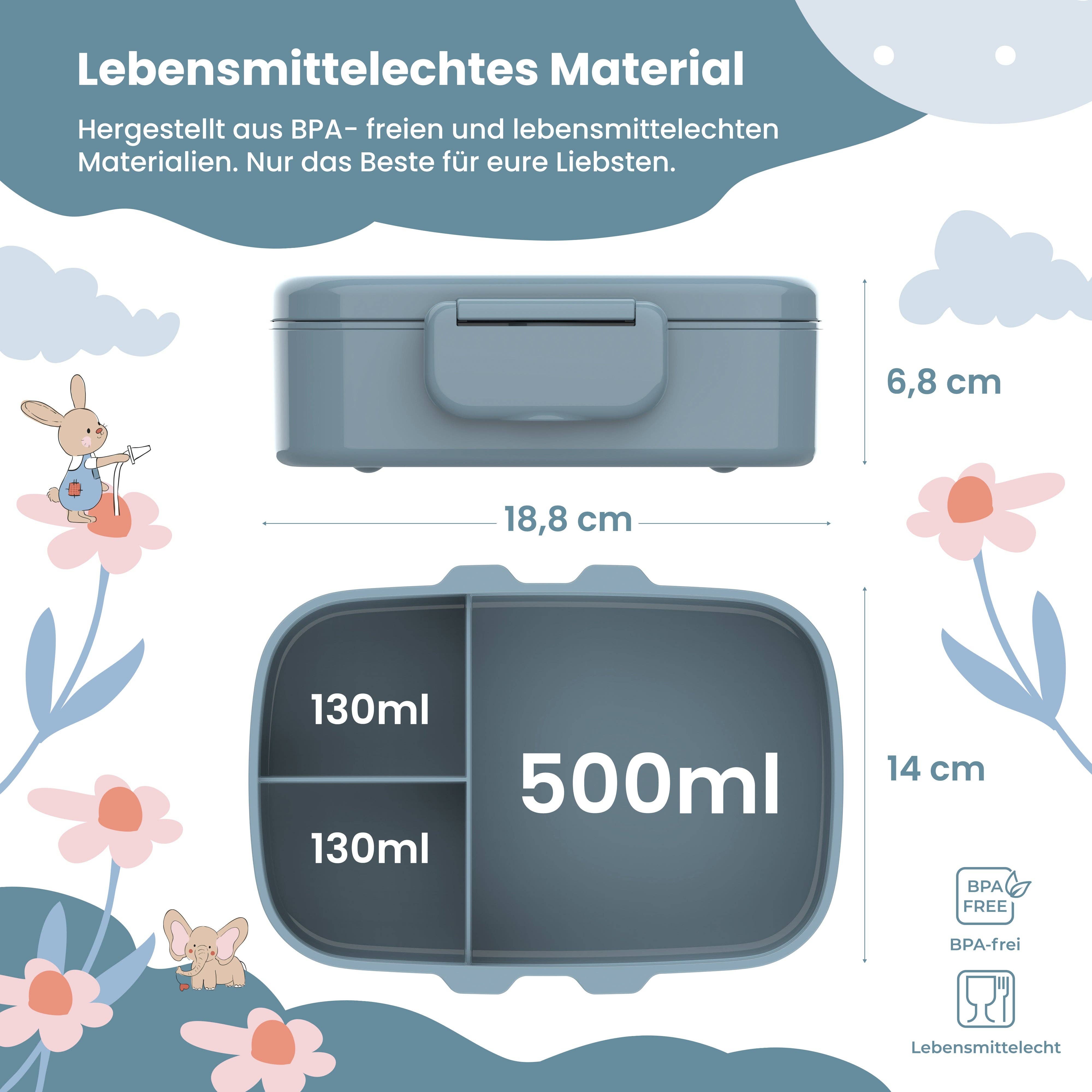 BEARFOOT - Wholesale Lunch Bag/Box - Kids - Children's lunch box with compartments, lightweight & leak-proof - blue2