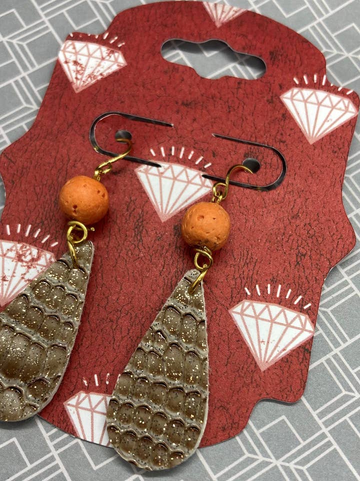 Tear Drop Snakeskin Faux Leather Earring for wholesale by Mr. Mediocrates