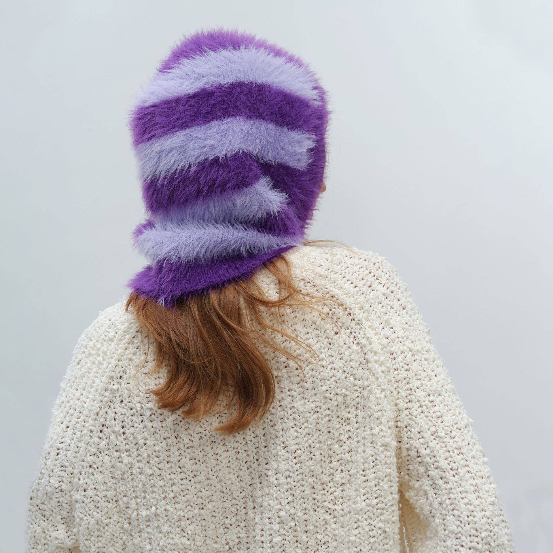 Dipped Shop – Engroshandel Beanie - Dame – Stribet farveblok pulloverhattørklæde DPS16152