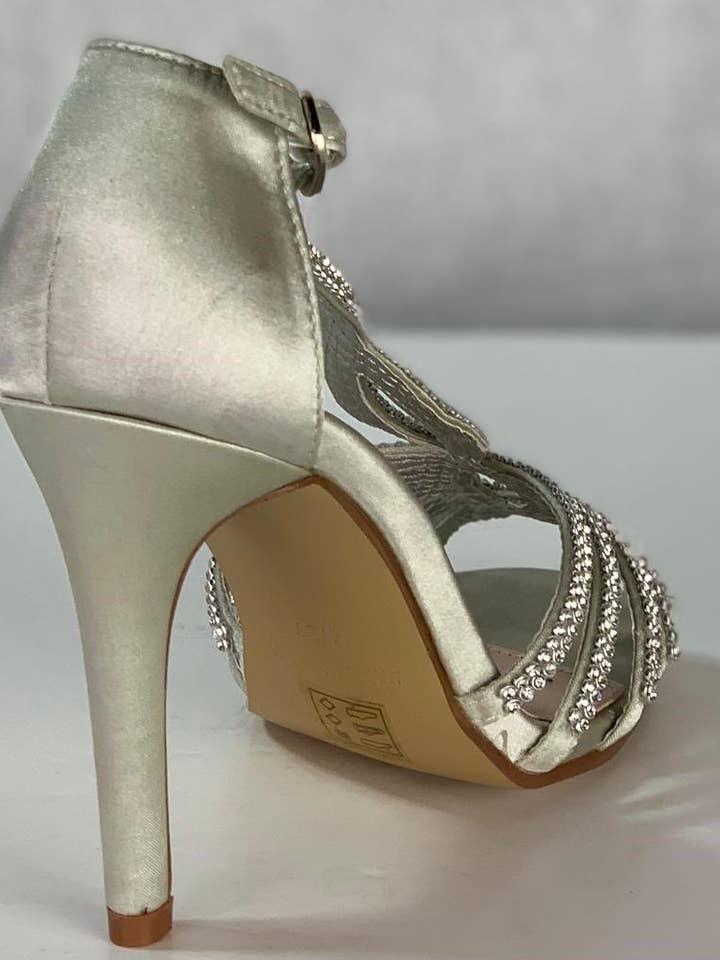 Carlton London – wholesale High heels – Women’s – Ladies Satin Silver High Heel Sandals with Diamante3