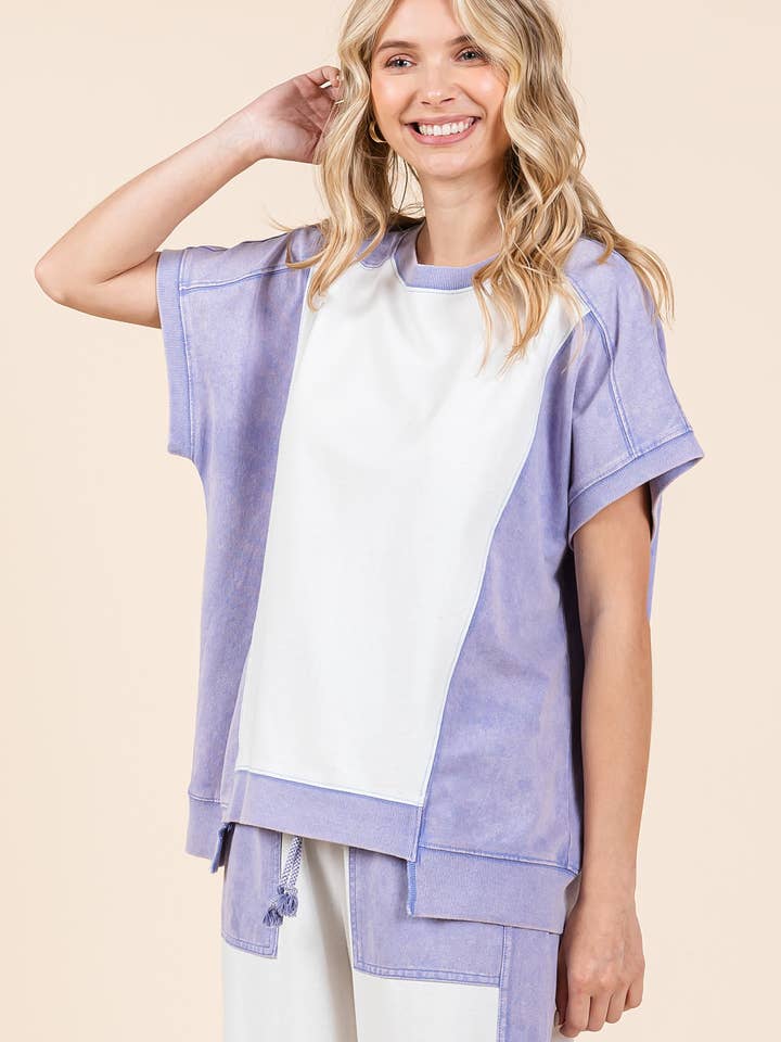 mittoshop – Großhandel Tunika – Damen – ÜBERGROSSES KURZARMSHIRT IM FARBBLOCKDESIGN11