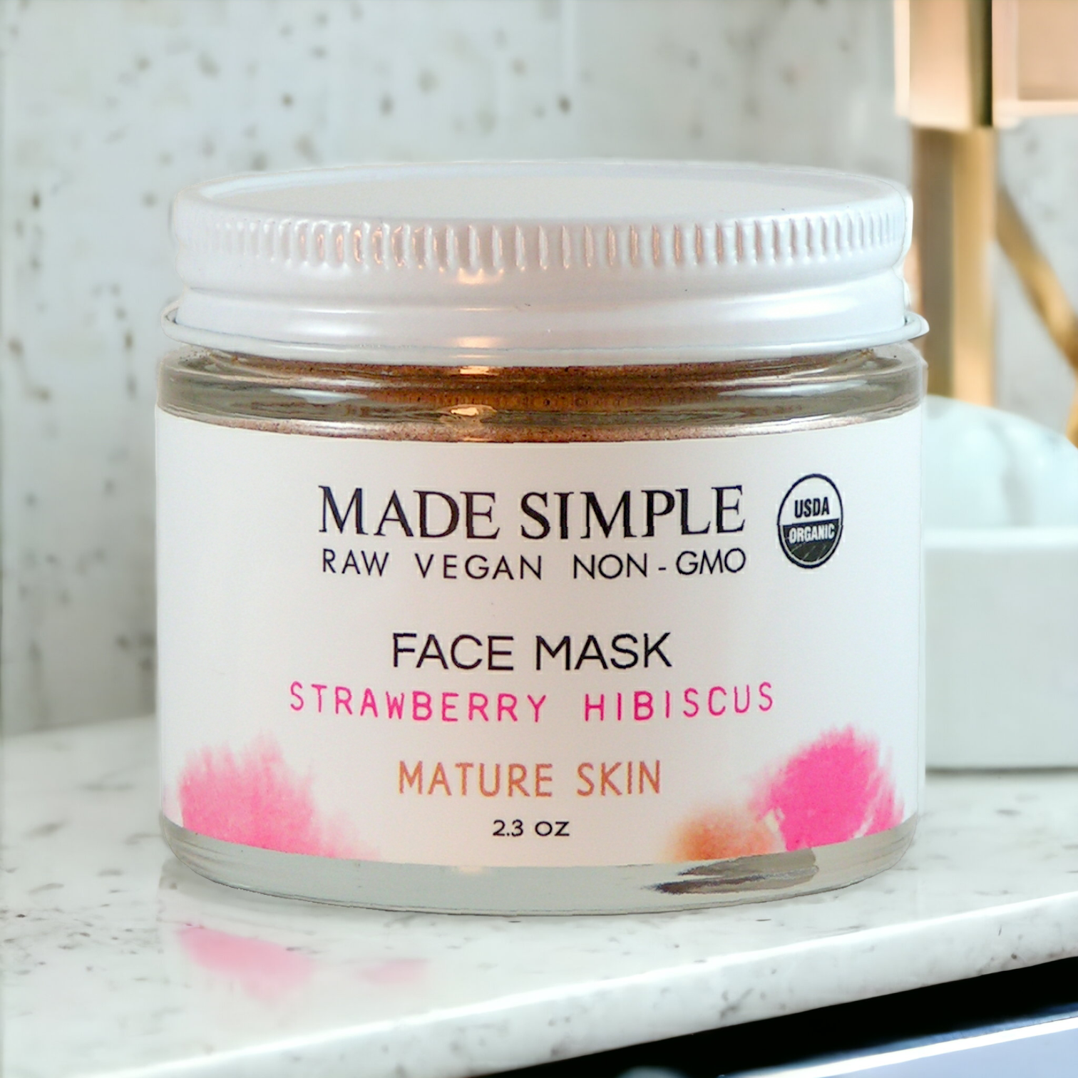 Made Simple Skin Care - Wholesale Skincare Face Mask - Strawberry Hibiscus Mask for Mature Skin - Organic & Vegan2
