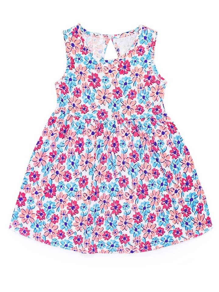 TKD-3993T-AMY80 Toddler's Floral Dress w/ Open Back Bow for wholesale by Cutie Patootie Clothing
