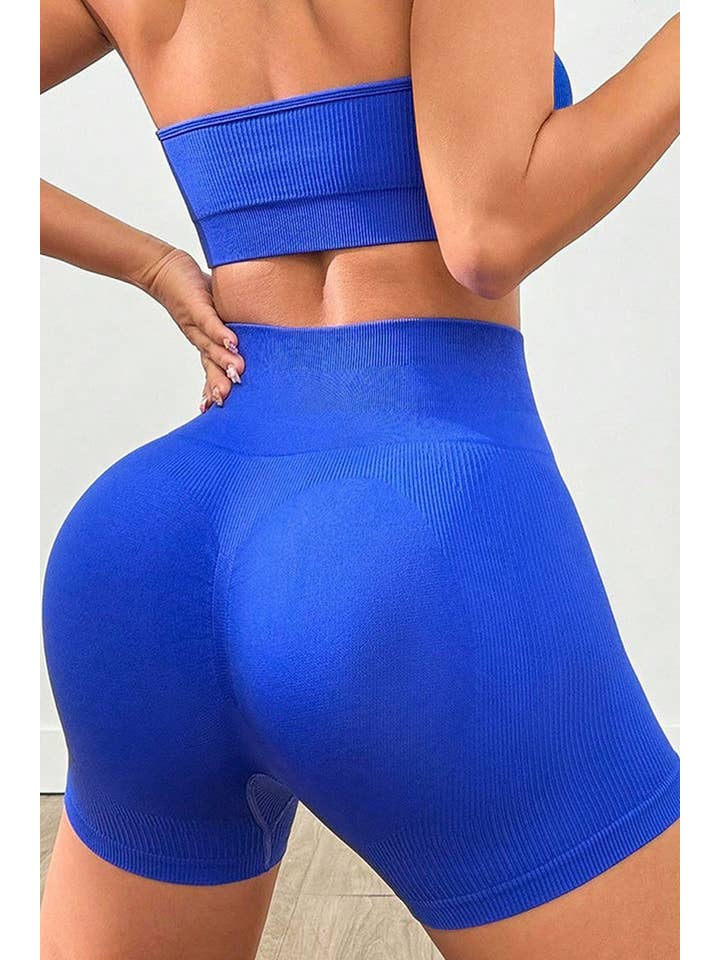 Color 5 - Wholesale Athletic Shorts - Women's - Solid color seamless active wear yoga shorts w/ scrunch butt